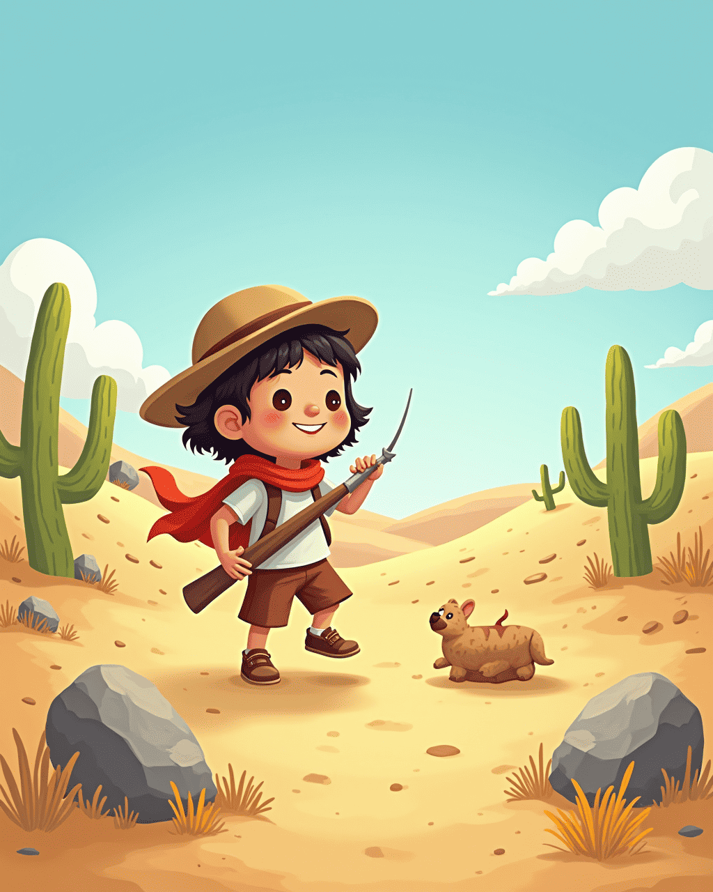 The Kid Who Goes on a Treasure Hunt in the Desert