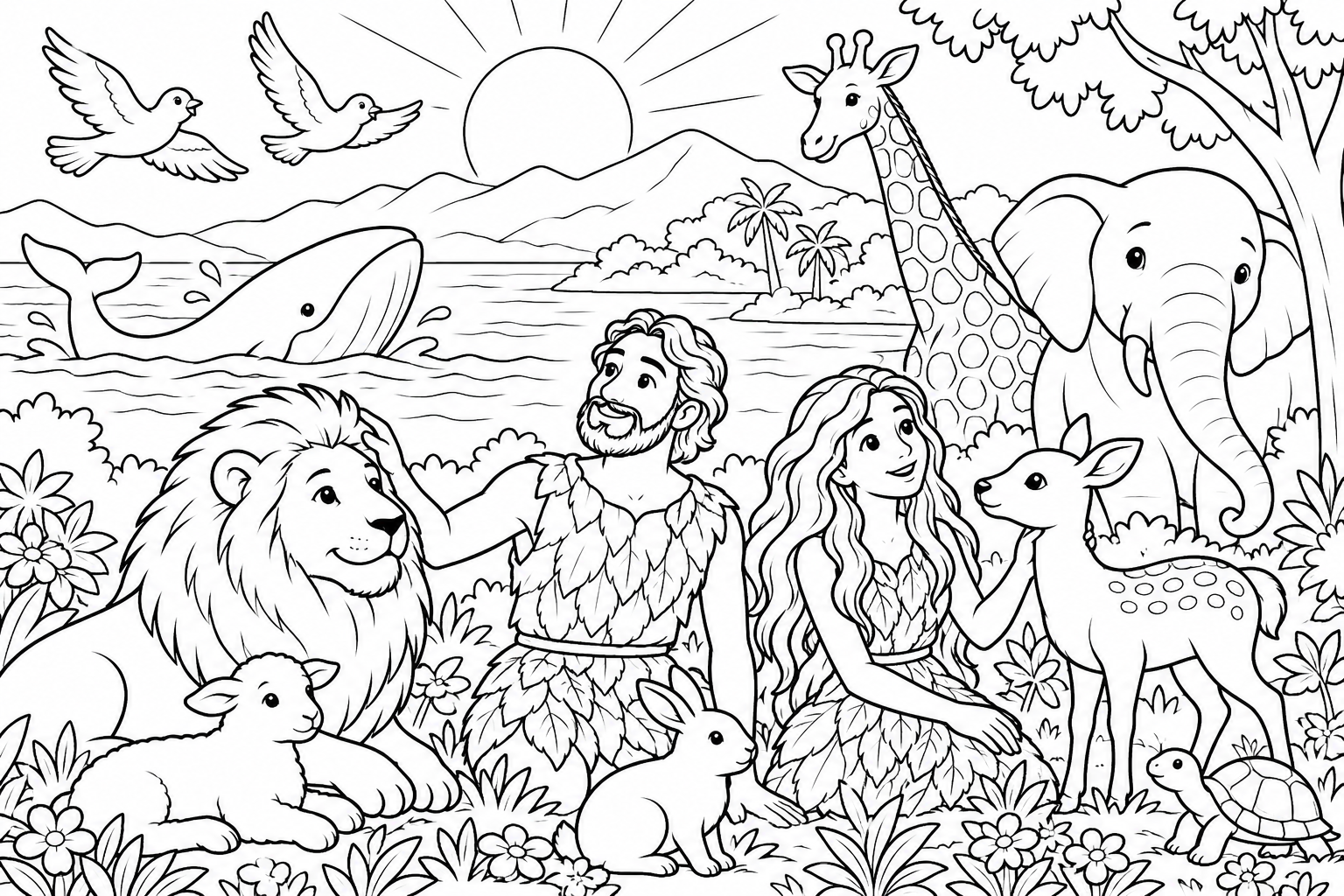 001 How God Created the World — coloring page