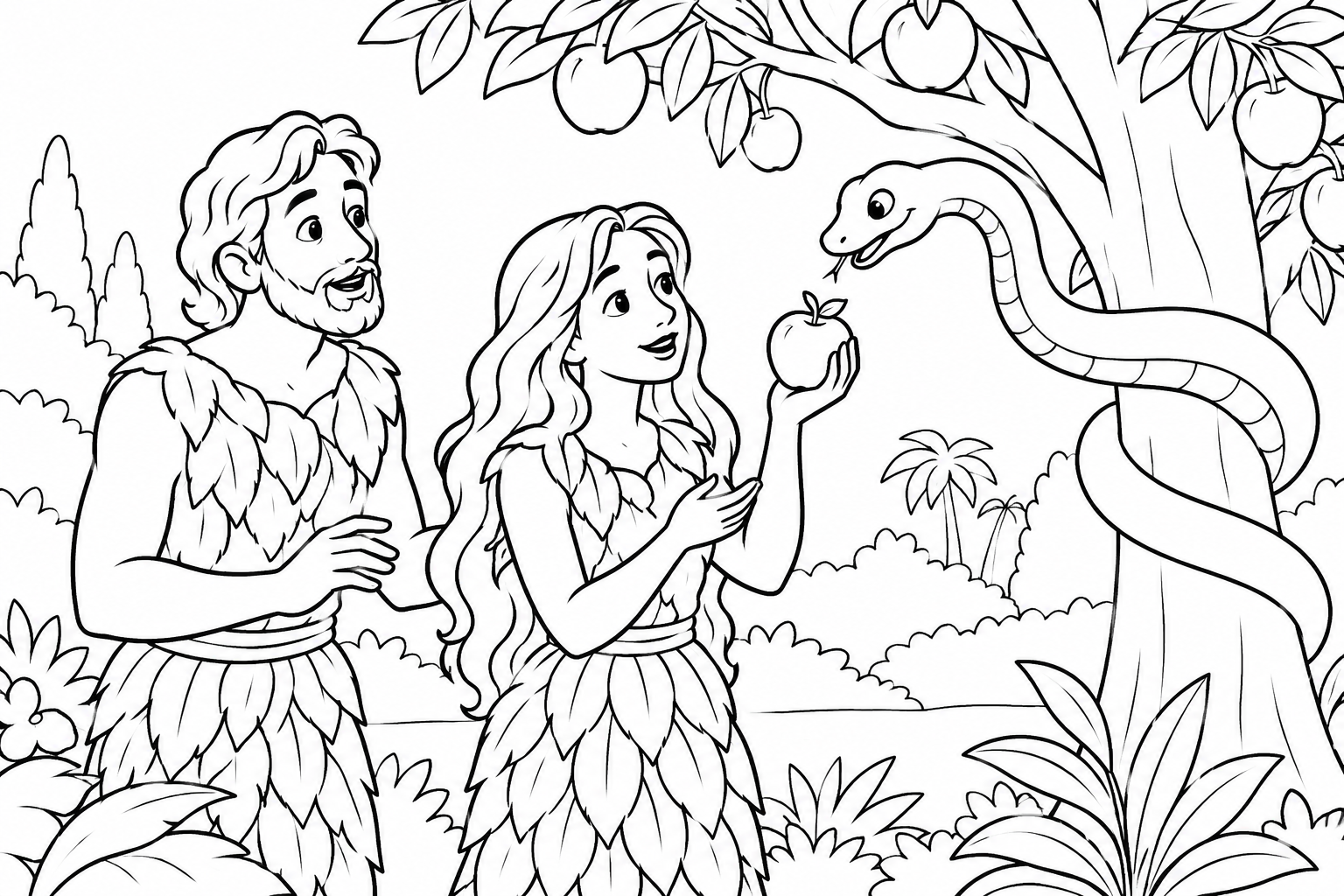 003 Adam and Eve — coloring page
