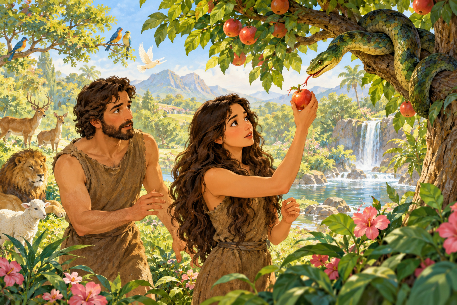003 Adam and Eve — color illustration