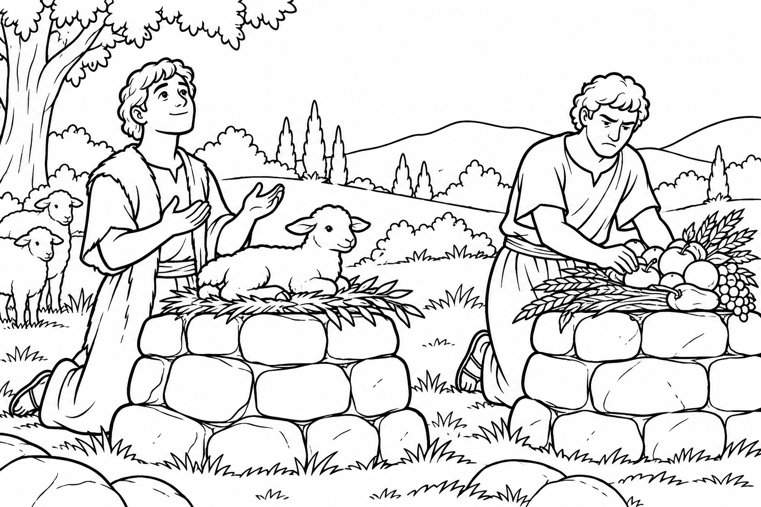 004 Cain and Abel — coloring page