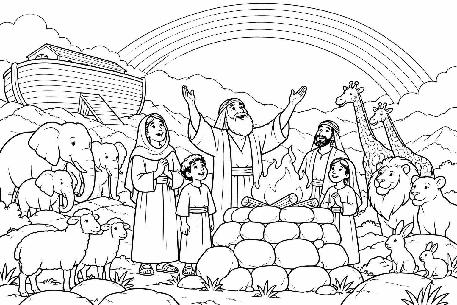 006 Gods Promise to Noah - The Rainbow — coloring page
