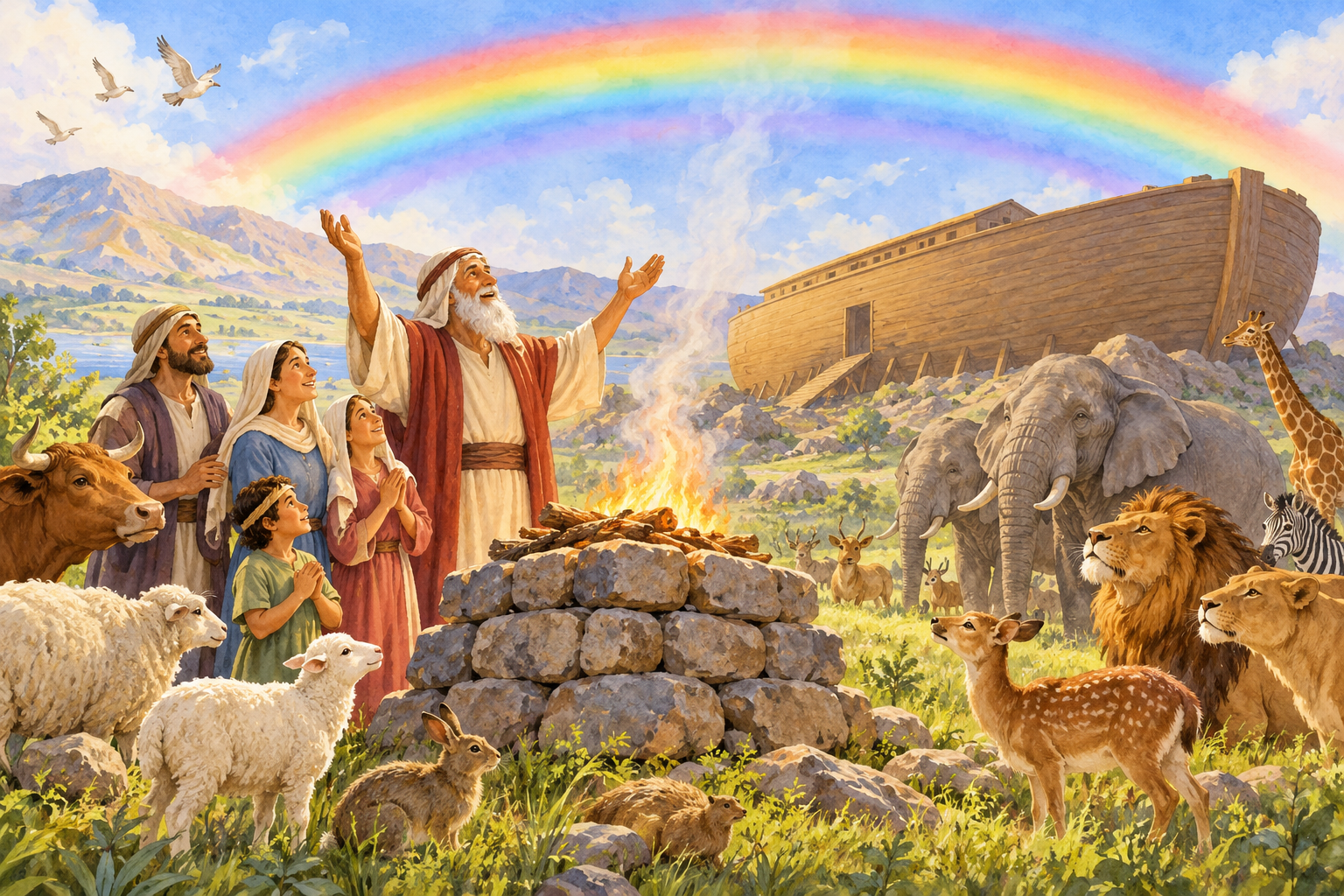 006 Gods Promise to Noah - The Rainbow — color illustration