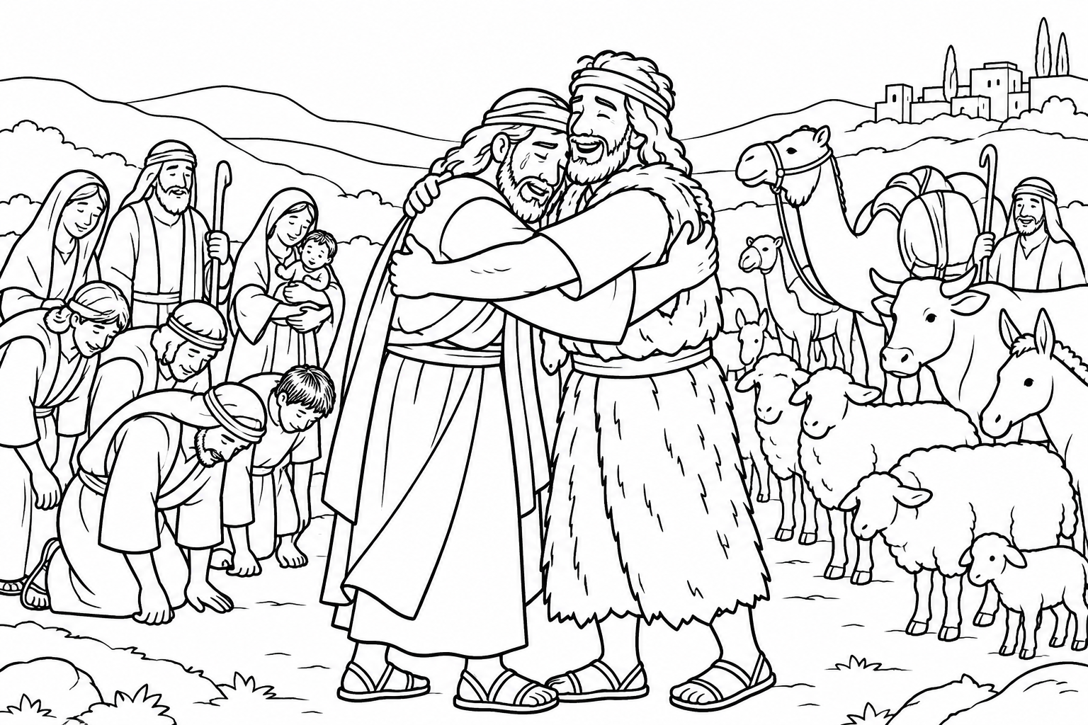 015 Jacobs Reunion with Esau — coloring page