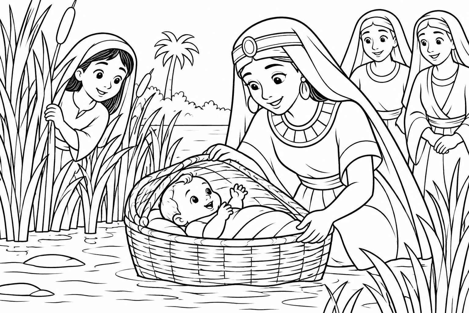 019 The Birth of Moses, the Greatest Prophet — coloring page