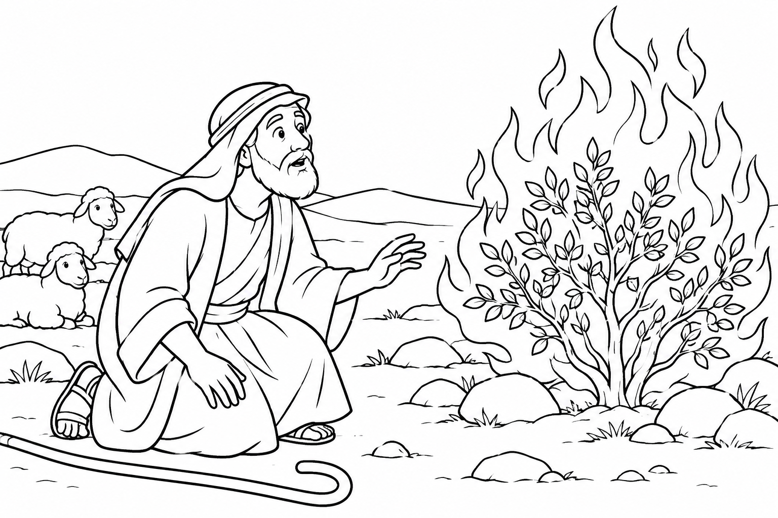 020 God Calls Moses — coloring page