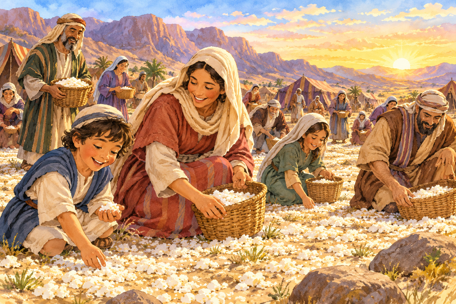024 When God Rained Manna — color illustration