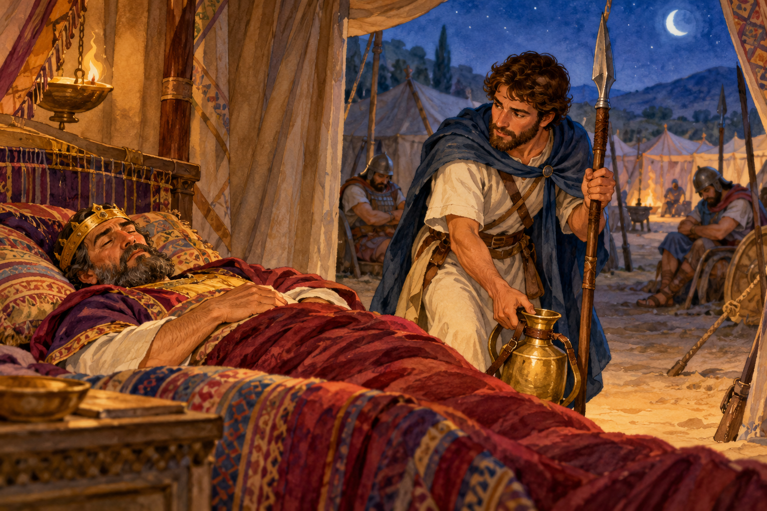 033 David - A Threat to Saul — color illustration