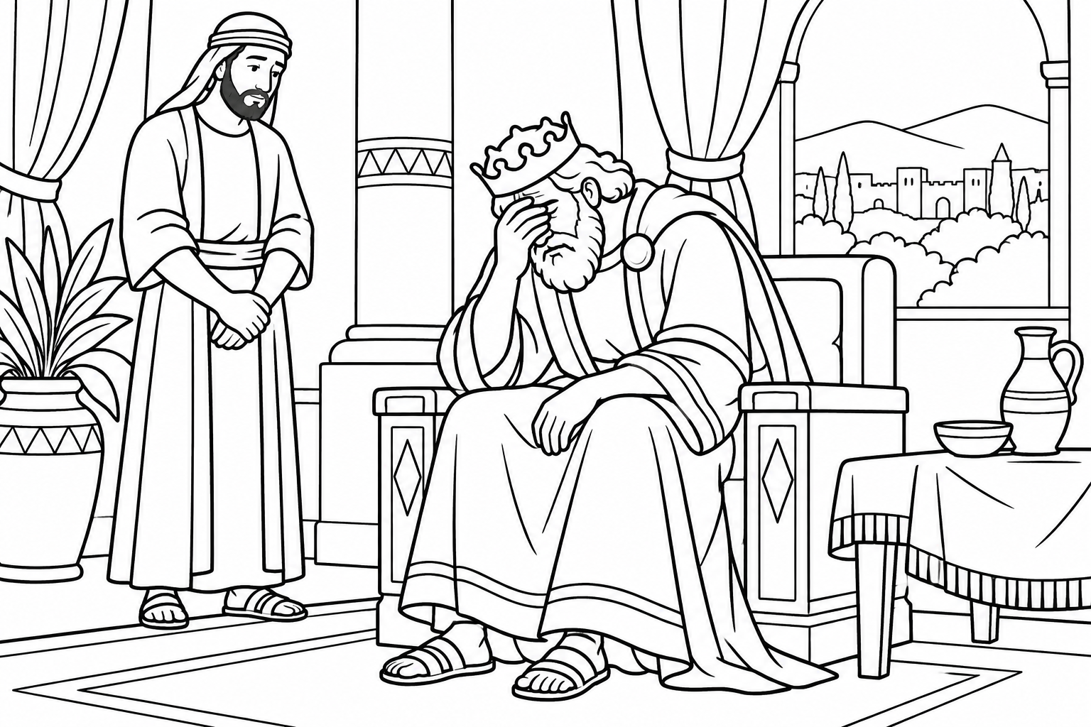 034 David and His Son, Absalom — coloring page