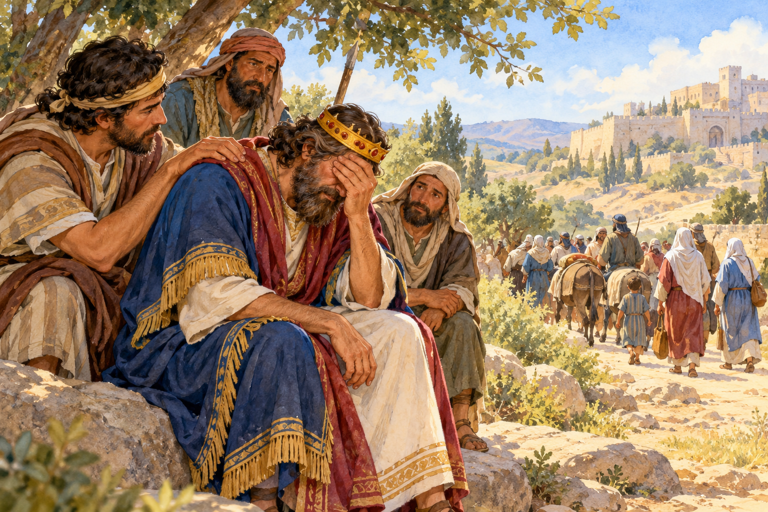 034 David and His Son, Absalom — color illustration