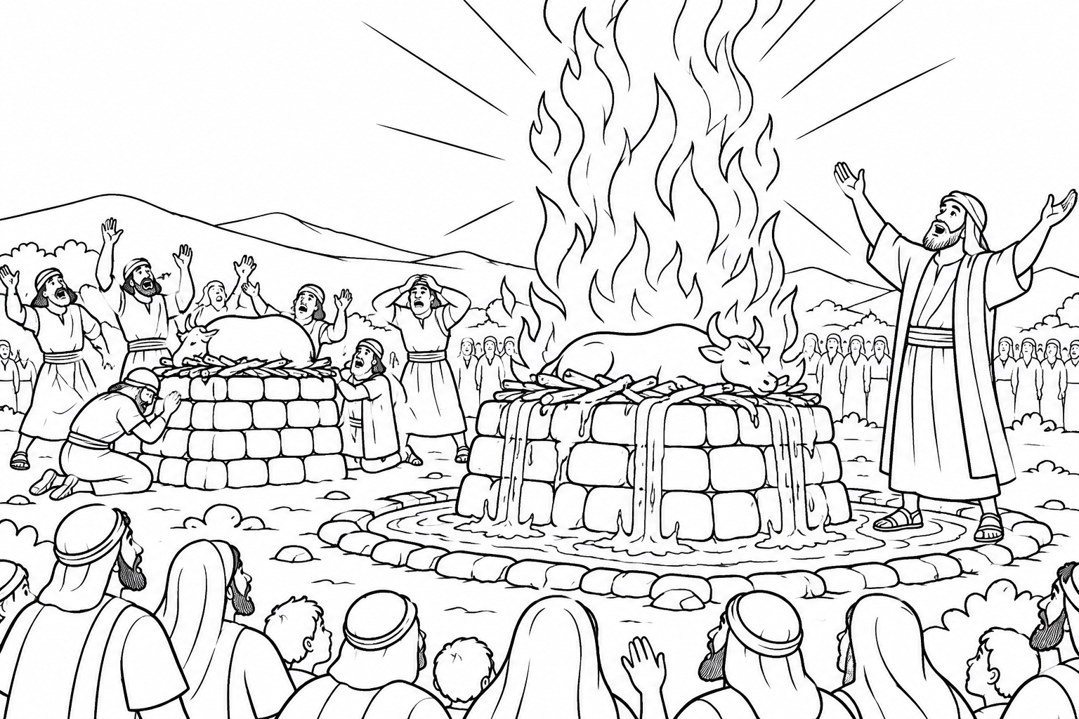 039 The Drought in Israel and Fire in Gods Altar — coloring page