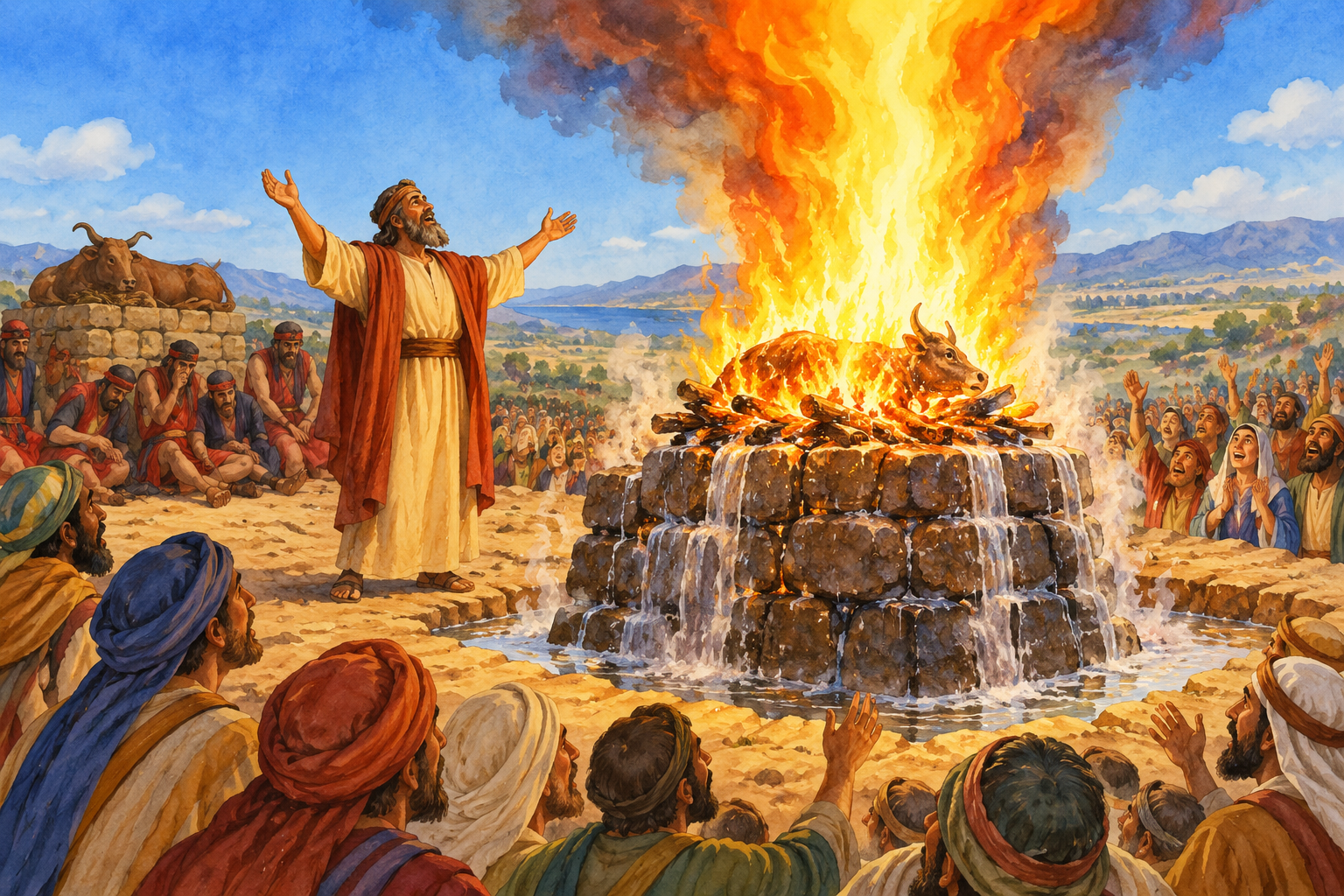 039 The Drought in Israel and Fire in Gods Altar — color illustration