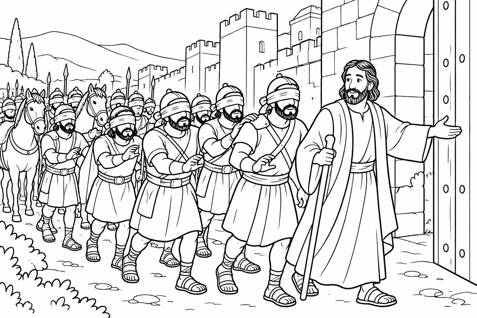 043 The Blinded Syrian Soldiers — coloring page