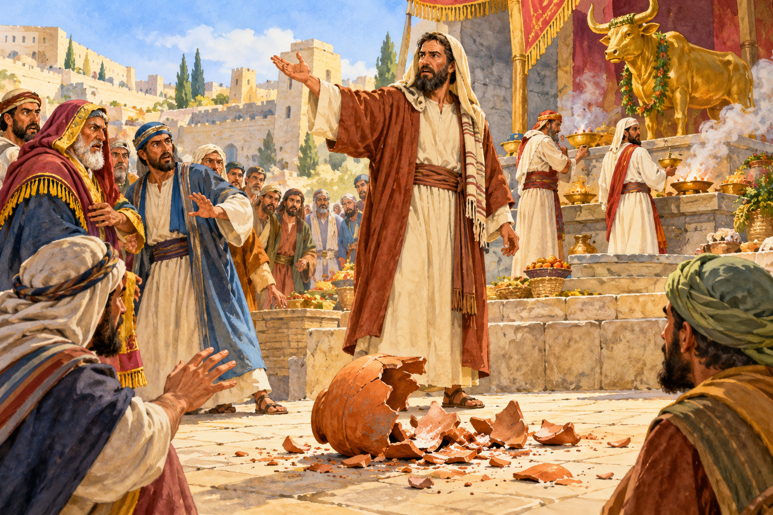 045 Jeremiah and the Broken Pot — color illustration