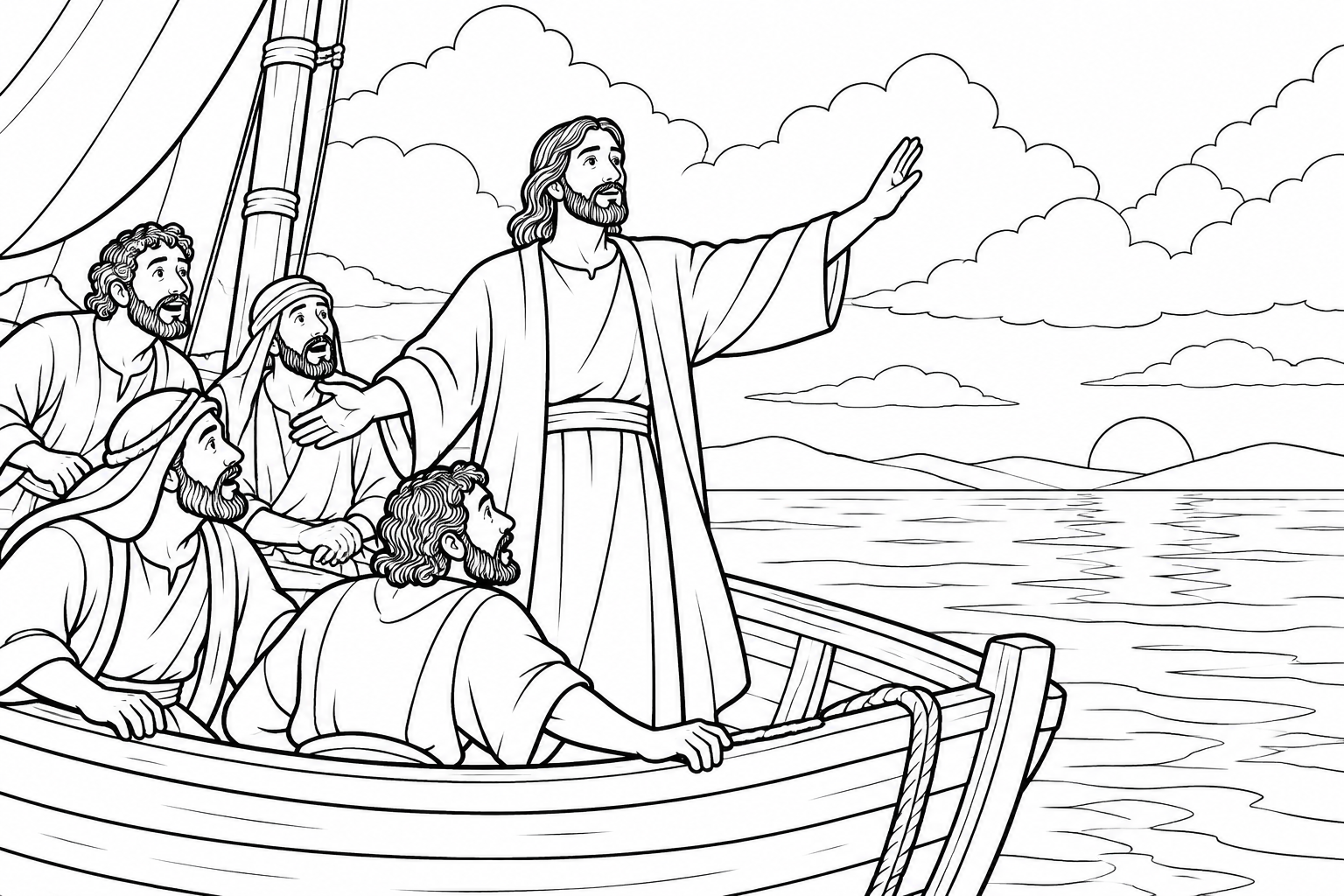 065 When Jesus Calmed the Storm — coloring page