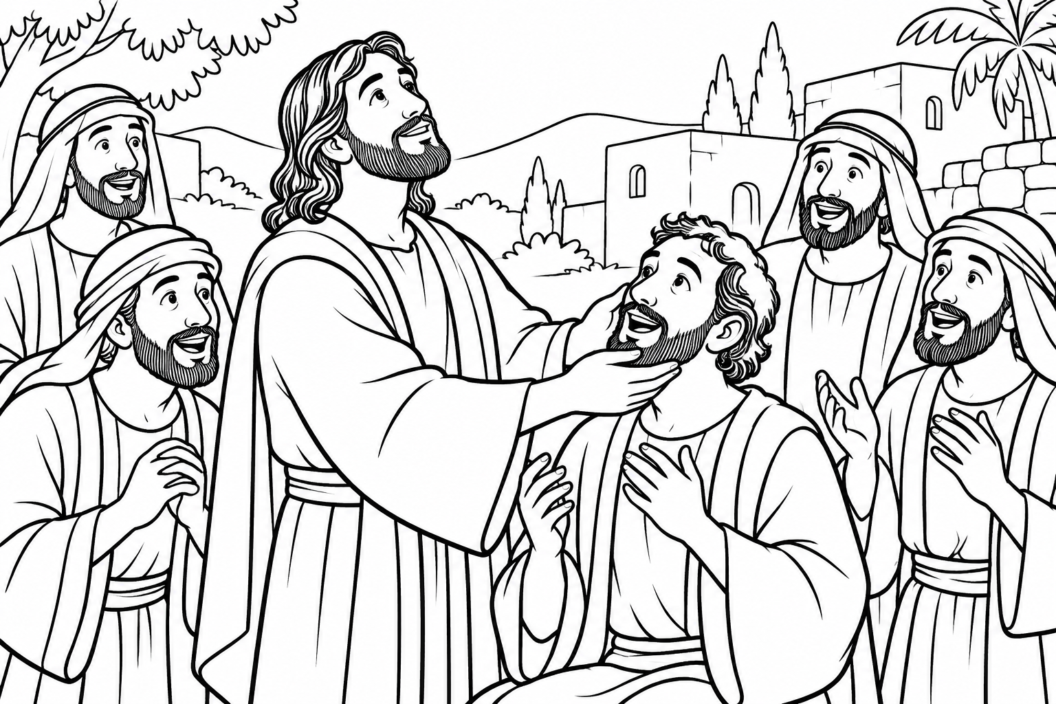 070 Making the Deaf Hear and the Dumb Speak — coloring page