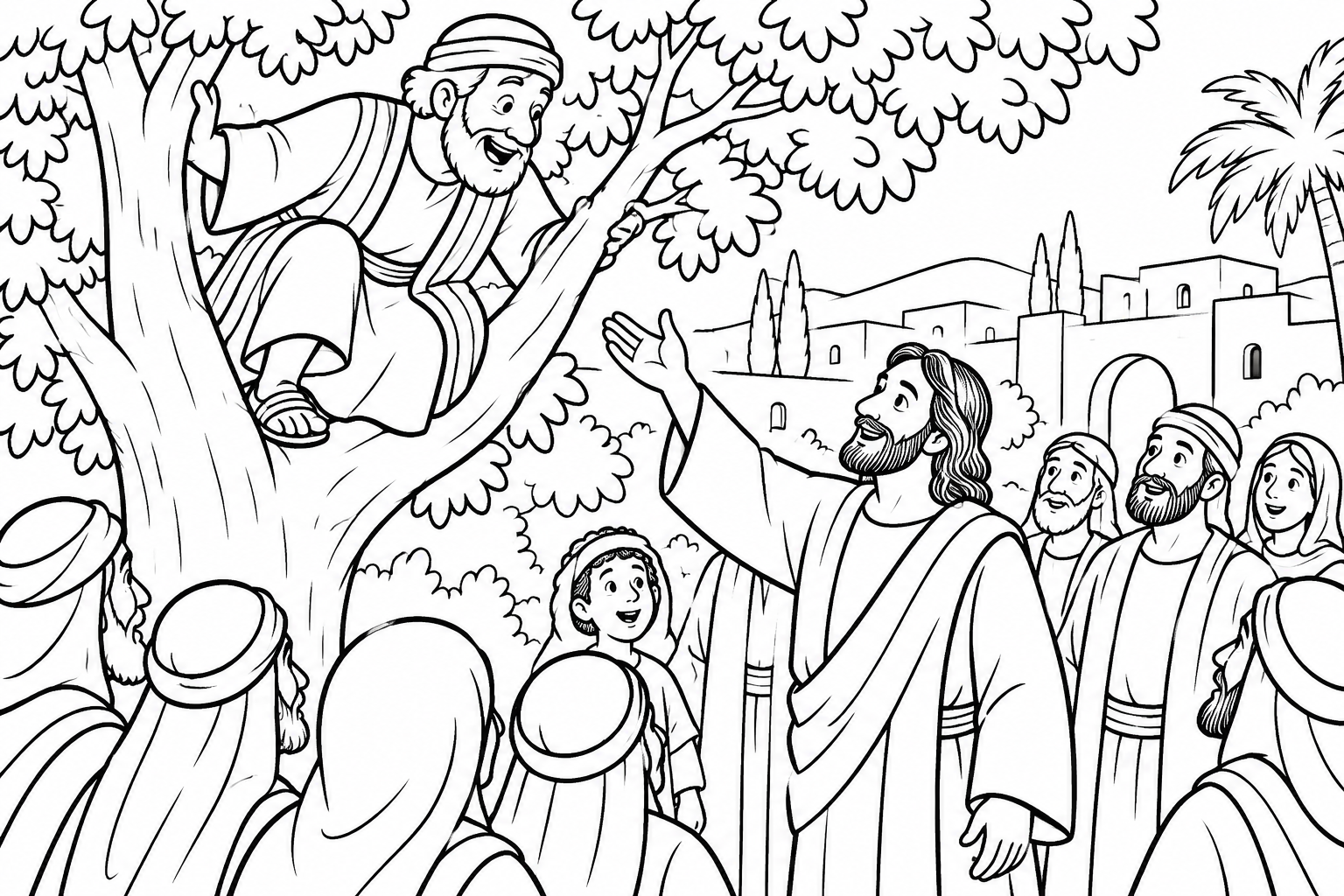 073 Zacchaeus and the Tree — coloring page