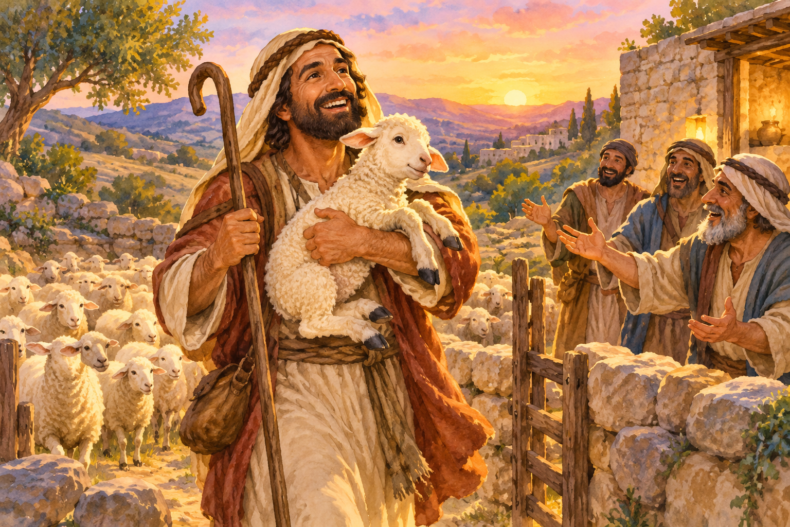 075 The Lost Sheep — color illustration