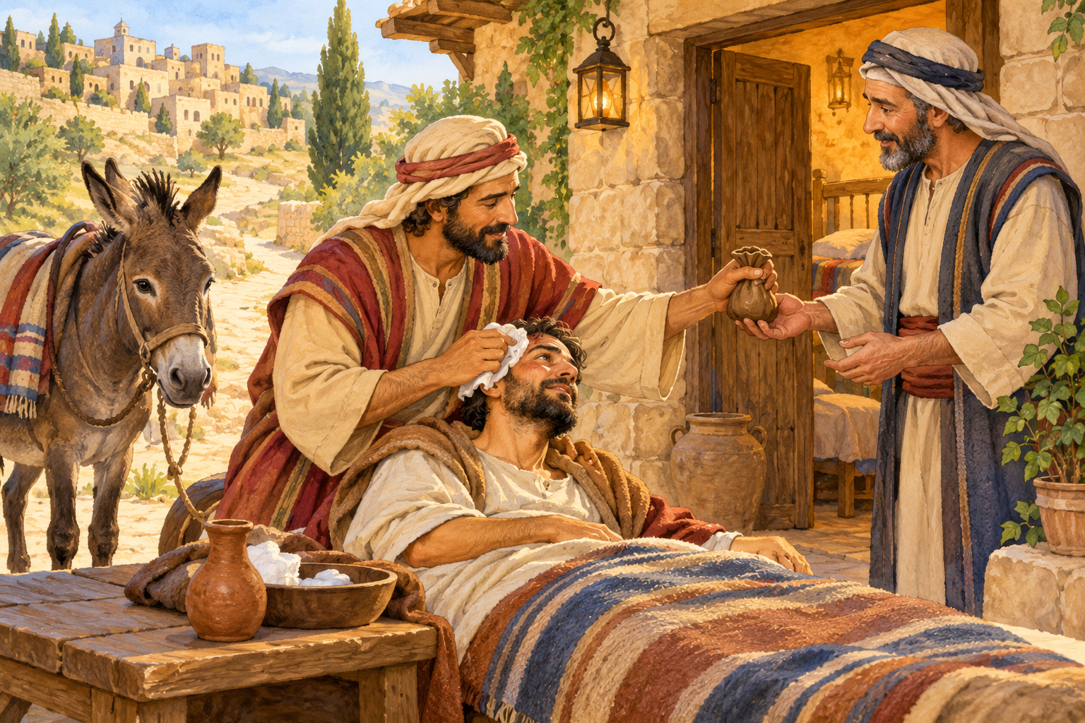 080 The Good Samaritan — color illustration