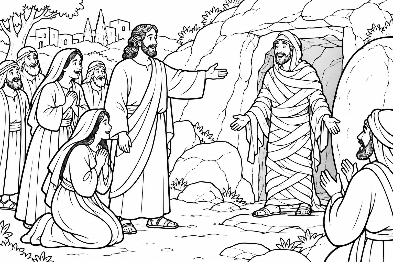 088 Lazarus Brought Back to Life — coloring page