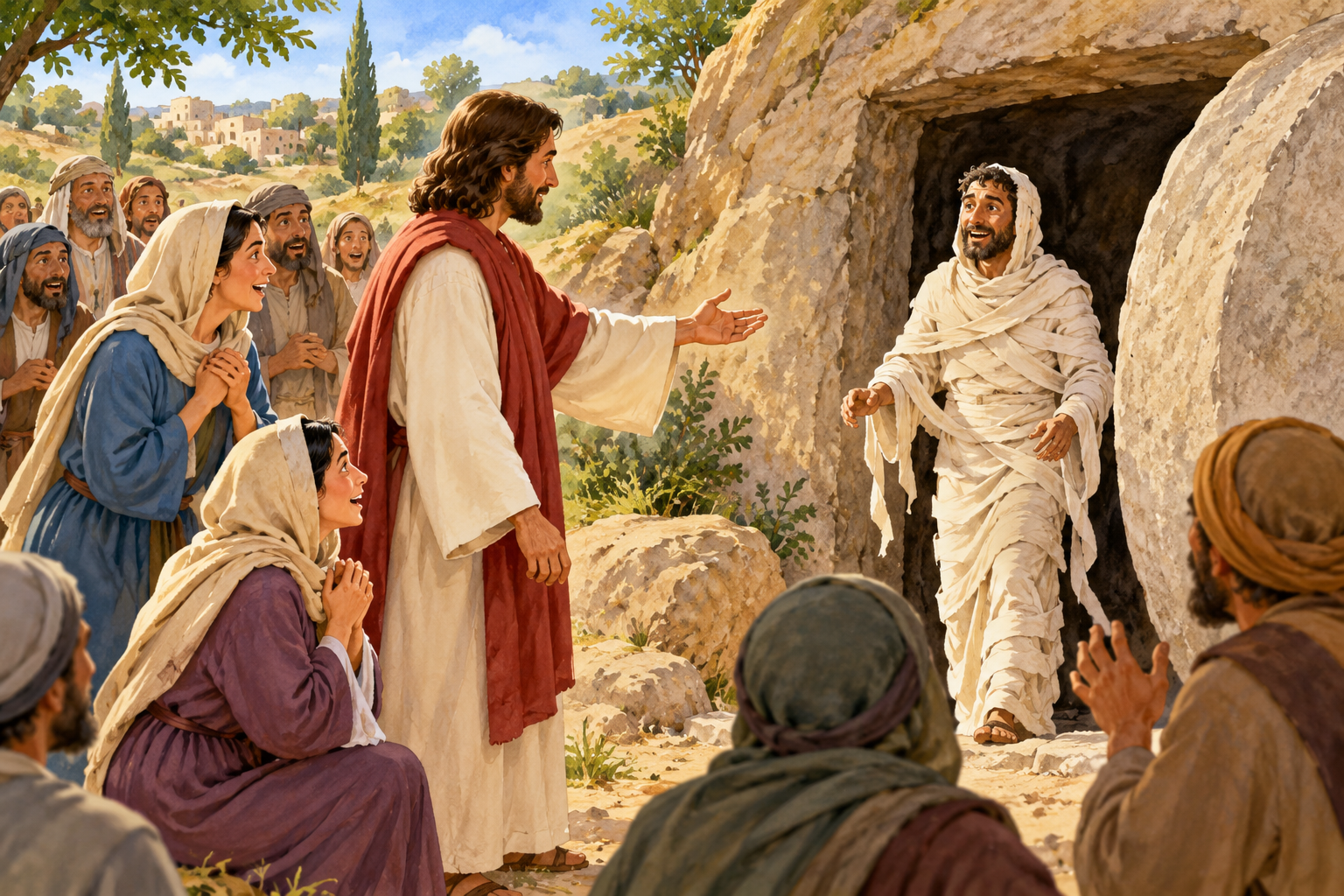 088 Lazarus Brought Back to Life — color illustration