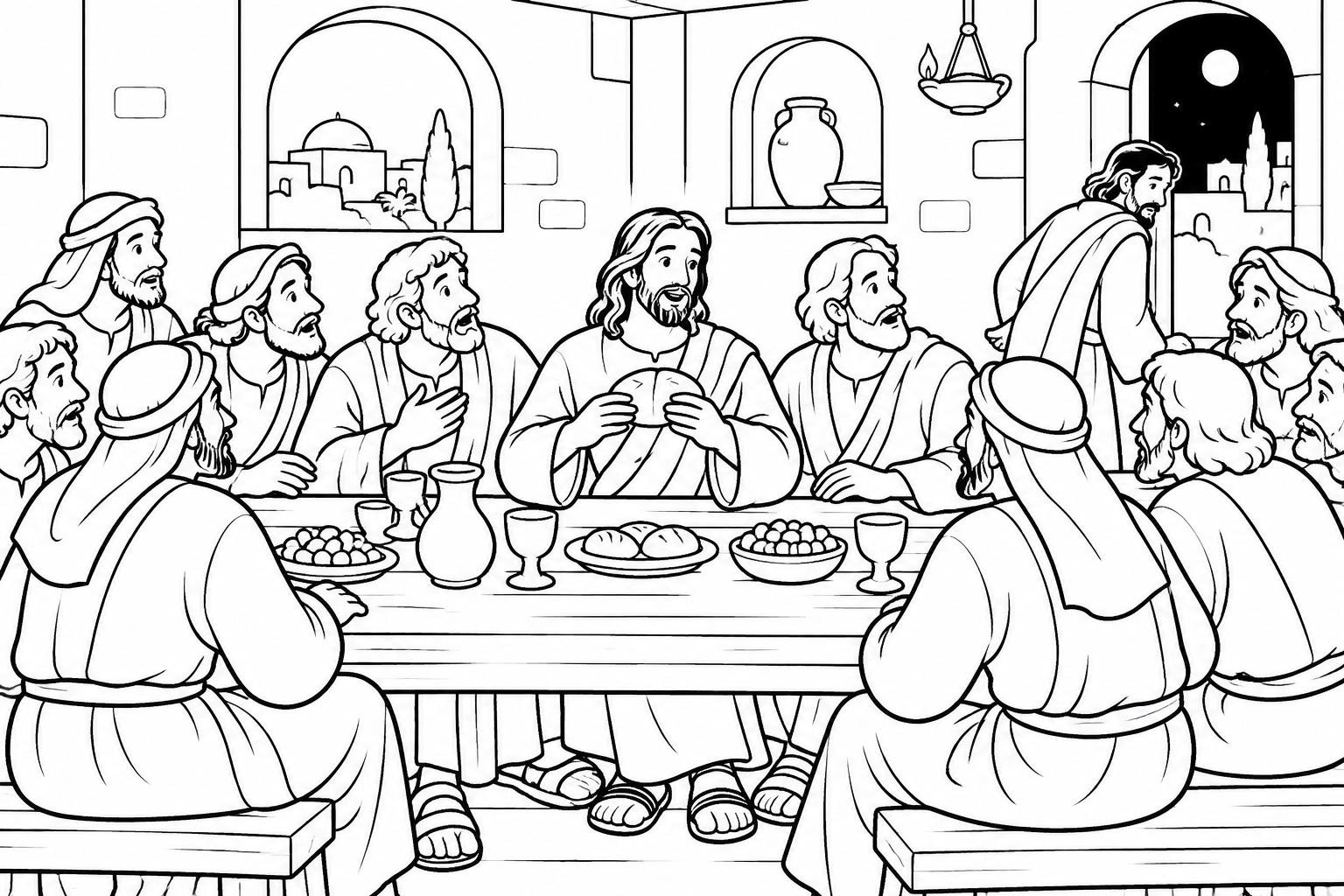 091 The Betrayal and the Last Supper — coloring page