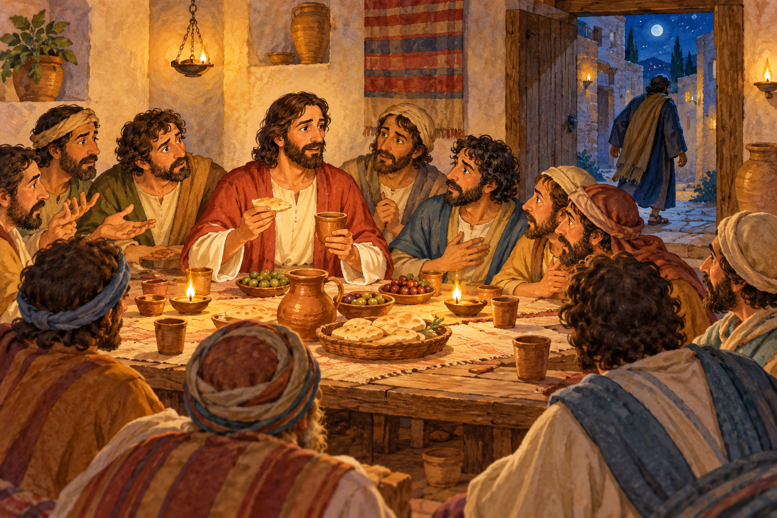 091 The Betrayal and the Last Supper — color illustration